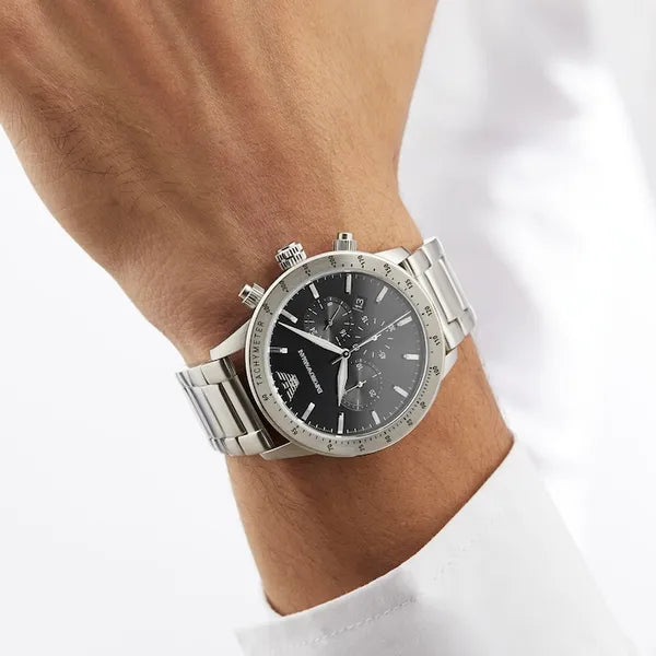 Emporio Armani férfi karóra AR11241, kronográf, acél, fekete/ezüst, 43 mm