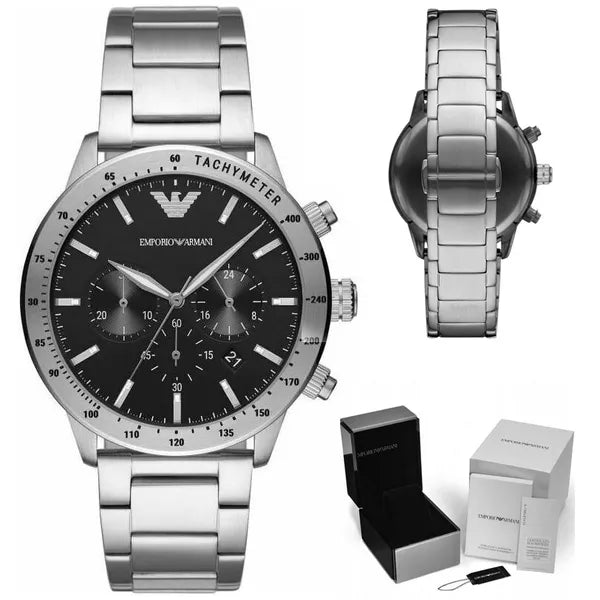Emporio Armani férfi karóra AR11241, kronográf, acél, fekete/ezüst, 43 mm