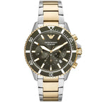 Emporio Armani AR11361 férfi búvár kronográf óra, 43 mm, WR100, két színű acél