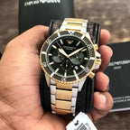 Emporio Armani AR11361 férfi búvár kronográf óra, 43 mm, WR100, két színű acél