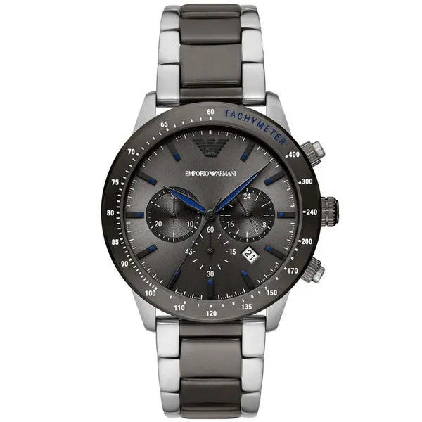 Emporio Armani AR11391 Mario férfi kronográf karóra, acél, 43 mm, fekete