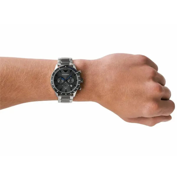 Emporio Armani AR11391 Mario férfi kronográf karóra, acél, 43 mm, fekete