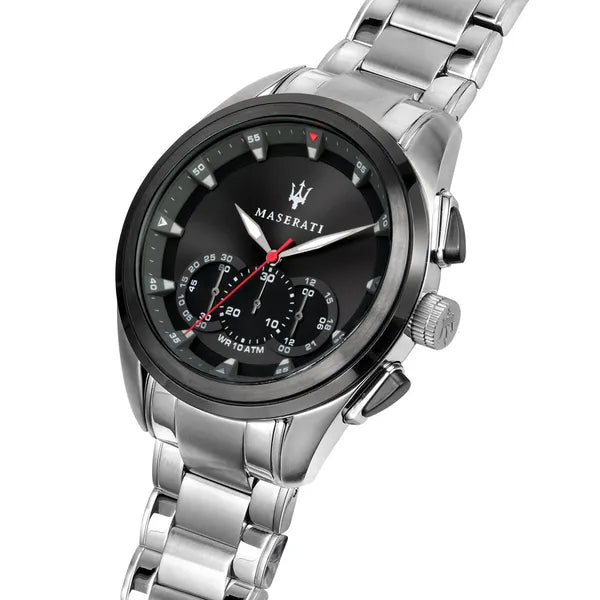 Maserati Competizione férfi kronográf karóra, 43 mm, acél, fekete WR100
