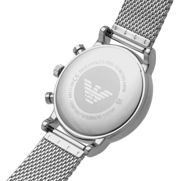 Emporio Armani férfi óra AR11429, milánói szíj, fekete számlap, kronográf, WR50