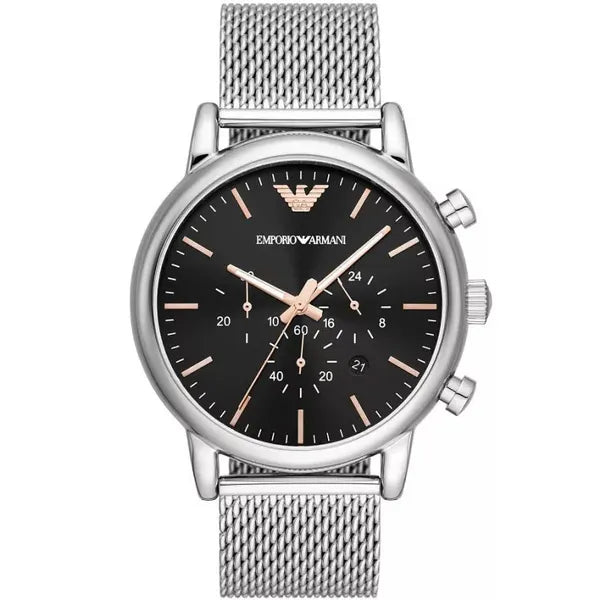Emporio Armani férfi óra AR11429, milánói szíj, fekete számlap, kronográf, WR50