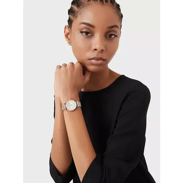 Emporio Armani Gianni T-Bar AR11446 női karóra, rozéarany acél, 32 mm, kvarc
