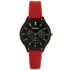 Női karóra Perfect E372-07, kvarc, 36 mm, fekete számlap, piros bőrszíj