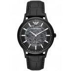 Emporio Armani AR60042 férfi automata csontvázas karóra, fekete bőrszíj, 43 mm