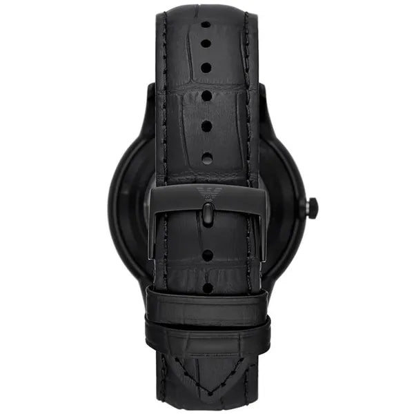 Emporio Armani AR60042 férfi automata csontvázas karóra, fekete bőrszíj, 43 mm