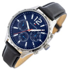 Tommy Hilfiger Gavin 1791468 férfi karóra, 46 mm, kék számlap, fekete bőr, WR50