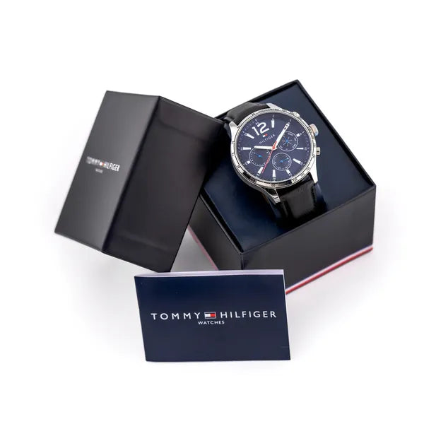 Tommy Hilfiger Gavin 1791468 férfi karóra, 46 mm, kék számlap, fekete bőr, WR50