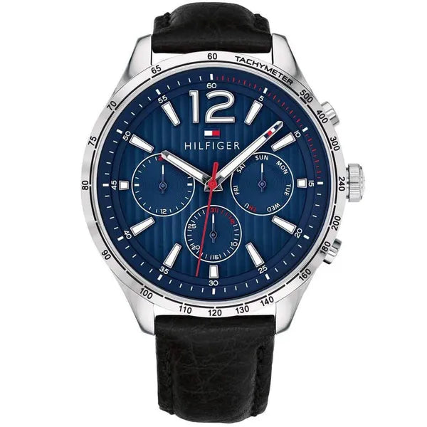 Tommy Hilfiger Gavin 1791468 férfi karóra, 46 mm, kék számlap, fekete bőr, WR50