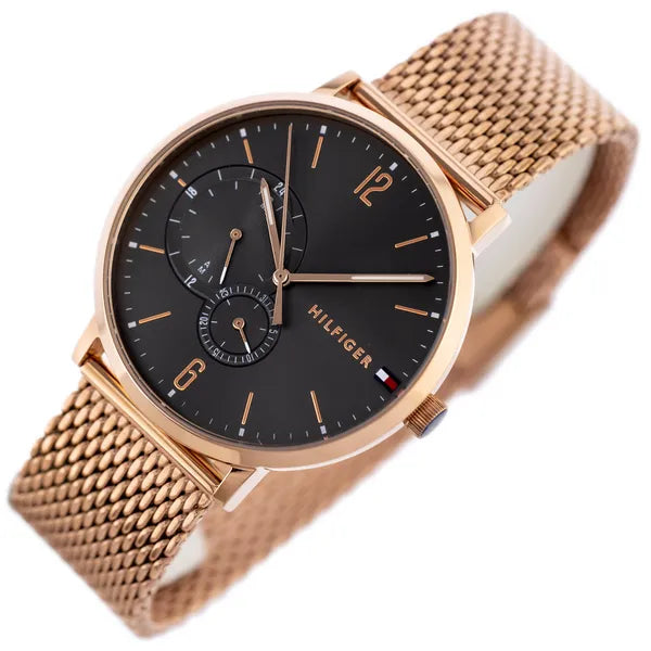 Tommy Hilfiger Brooklyn férfi karóra 40 mm, rozéarany acél, fekete