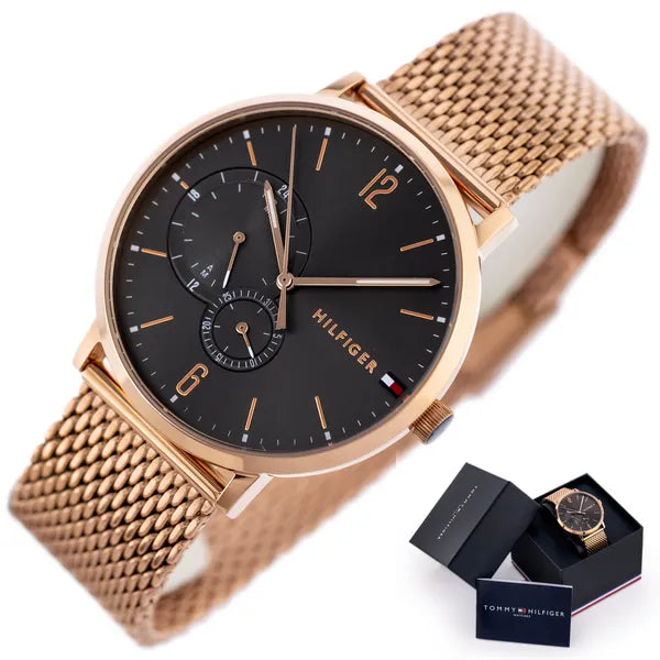 Tommy Hilfiger Brooklyn férfi karóra 40 mm, rozéarany acél, fekete