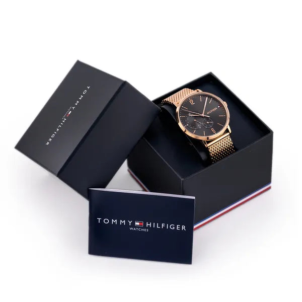 Tommy Hilfiger Brooklyn férfi karóra 40 mm, rozéarany acél, fekete