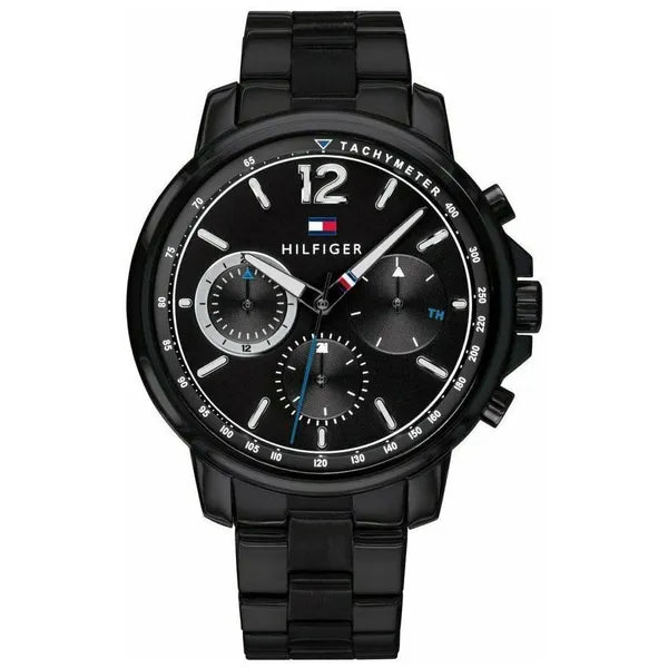 Tommy Hilfiger Landon férfi karóra, fekete, nemesacél szíj, kvarc, 46 mm, WR50
