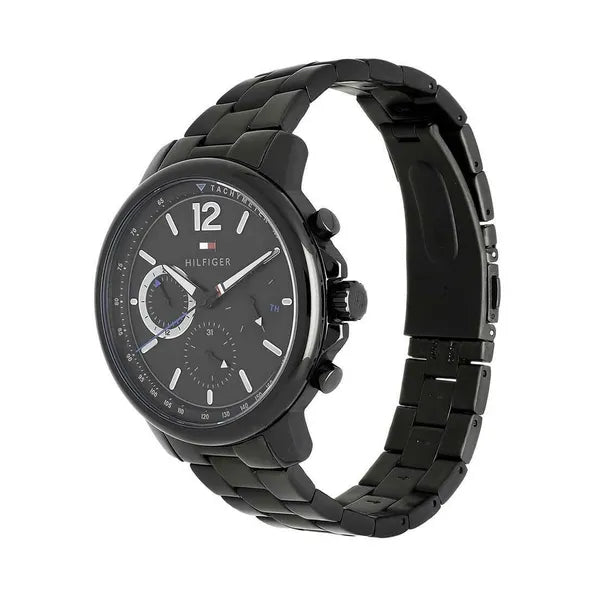 Tommy Hilfiger Landon férfi karóra, fekete, nemesacél szíj, kvarc, 46 mm, WR50