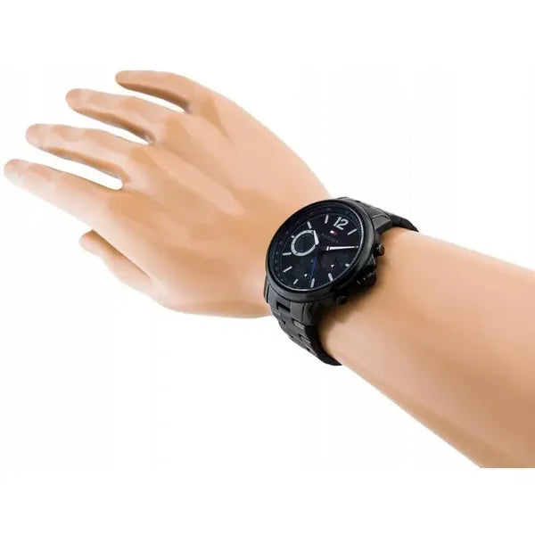 Tommy Hilfiger Landon férfi karóra, fekete, nemesacél szíj, kvarc, 46 mm, WR50