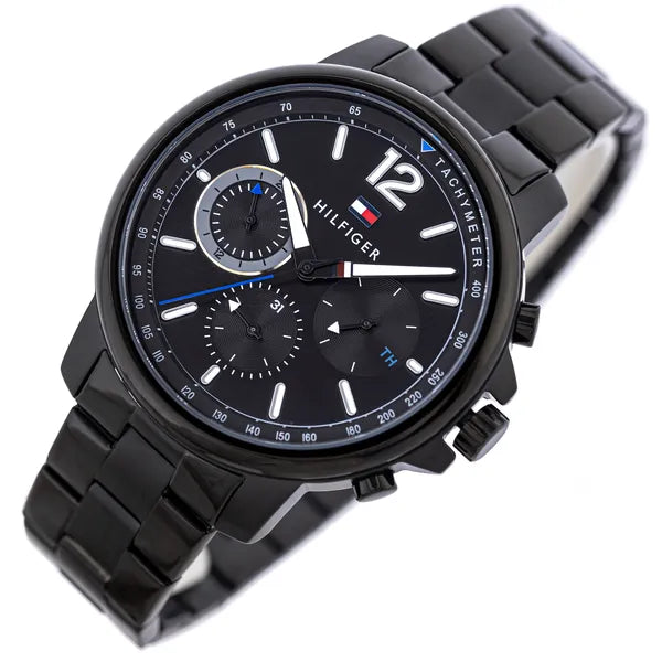 Tommy Hilfiger Landon férfi karóra, fekete, nemesacél szíj, kvarc, 46 mm, WR50