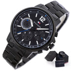 Tommy Hilfiger Landon férfi karóra, fekete, nemesacél szíj, kvarc, 46 mm, WR50