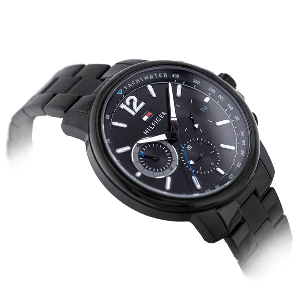 Tommy Hilfiger Landon férfi karóra, fekete, nemesacél szíj, kvarc, 46 mm, WR50