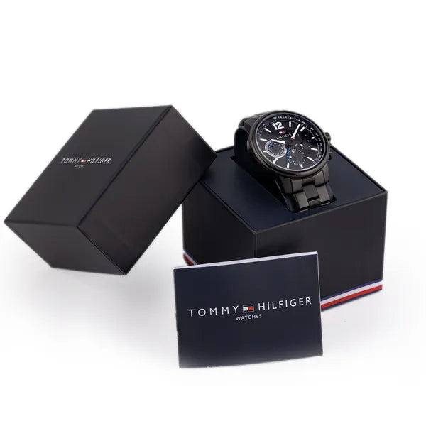 Tommy Hilfiger Landon férfi karóra, fekete, nemesacél szíj, kvarc, 46 mm, WR50