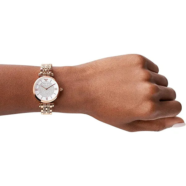 Emporio Armani Gianni T-Bar női karóra, rozéarany, 36 mm, acél, kvarc AR11244