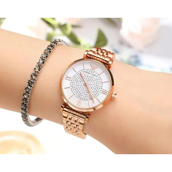 Emporio Armani Gianni T-Bar női karóra, rozéarany, 36 mm, acél, kvarc AR11244