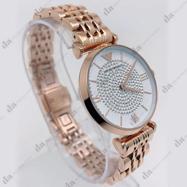 Emporio Armani Gianni T-Bar női karóra, rozéarany, 36 mm, acél, kvarc AR11244