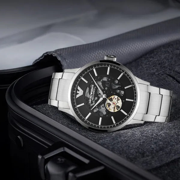 Emporio Armani Renato AR60055 férfi automata karóra, 43 mm, acél, fekete
