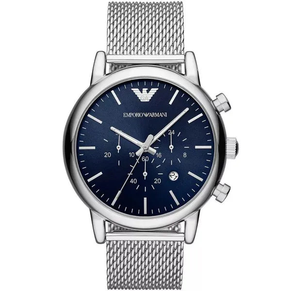 Emporio Armani Luigi AR80038 férfi kronográf karóra, 46 mm, acél, kék