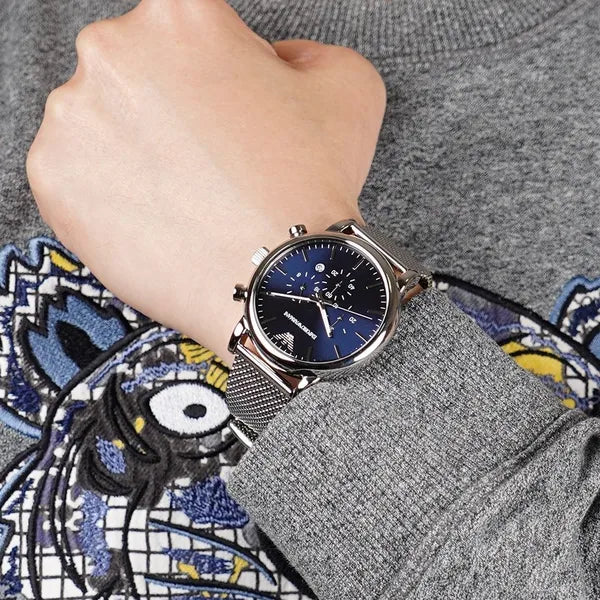 Emporio Armani Luigi AR80038 férfi kronográf karóra, 46 mm, acél, kék