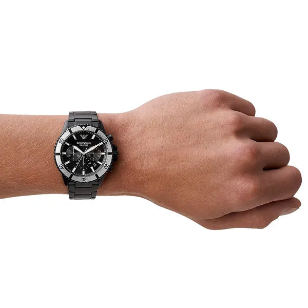 Emporio Armani AR80050 férfi kronográf karóra, WR100, gumiszíj, 43 mm