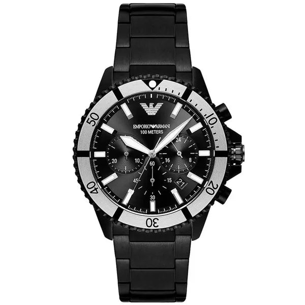 Emporio Armani AR80050 férfi kronográf karóra, WR100, gumiszíj, 43 mm