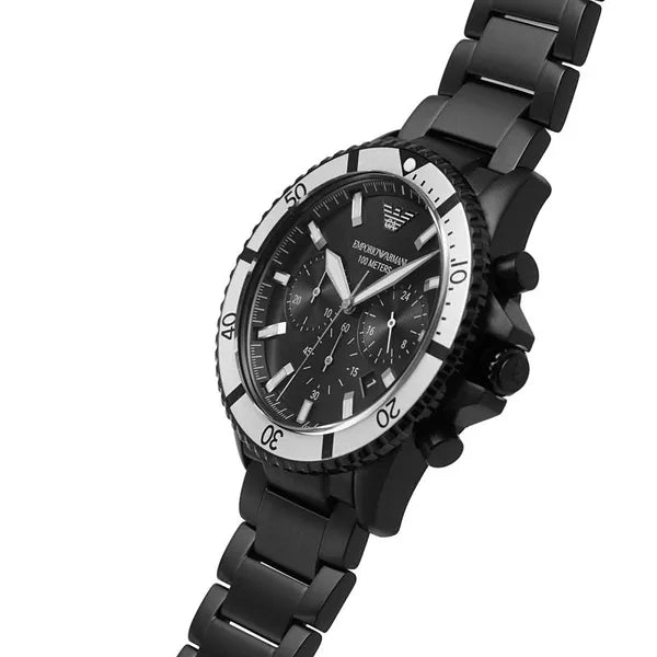 Emporio Armani AR80050 férfi kronográf karóra, WR100, gumiszíj, 43 mm