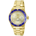 Invicta Pro Diver férfi búváróra, 40 mm, WR200, arany, kék lünetta, acél szíj