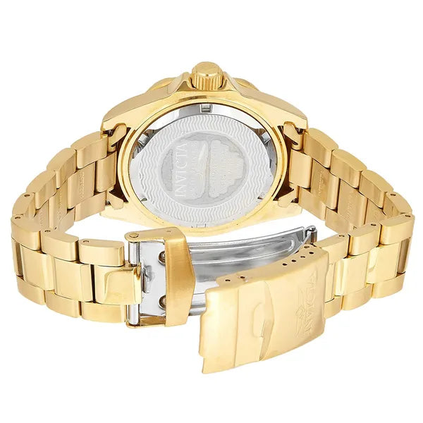 Invicta Pro Diver férfi búváróra, 40 mm, WR200, arany, kék lünetta, acél szíj