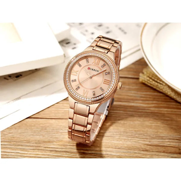 Curren 9004 női karóra, rózsaarany, 37 mm, kvarc, fém szíj + díszdoboz
