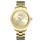 Curren 9009 női karóra, arany, kvarc, 37 mm, cirkónia, WR30, fémszíj