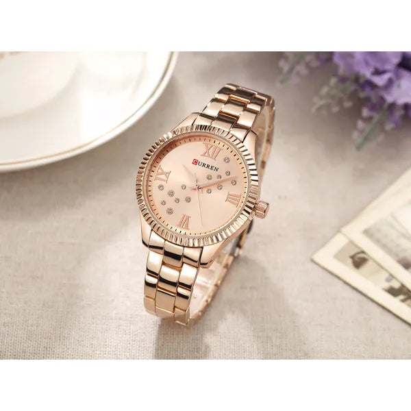 Curren 9009 női karóra, rózsaarany, kvarc, 37 mm, WR30, díszdoboz