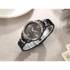 Curren 9009 női kvarc karóra, fekete/rozéarany, 37 mm, fém szíj, doboz