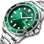 Curren 8388 férfi kvarc karóra, 46 mm, zöld számlap, ezüst fémszíj, dobozzal