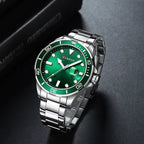 Curren 8388 férfi kvarc karóra, 46 mm, zöld számlap, ezüst fémszíj, dobozzal