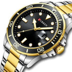 Curren 8388 férfi kvarc karóra, 46 mm, fekete számlap, ezüst‑arany szíj, dátum
