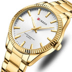 Curren 8425 férfi karóra, 44 mm, kvarc, arany tok/szíj, ezüst számlap, doboz