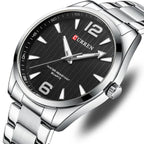 Curren 8434 férfi karóra, kvarc, 44 mm, fekete számlap, ezüst szíj + díszdoboz