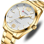 Curren 8434 férfi kvarc karóra, 44 mm, arany acélszíj, ezüst számlap, doboz