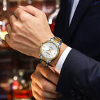 Curren 9090G férfi karóra, kvarc, 44 mm, ezüst/arany, fém szíj, WR30