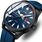 Curren 8421 férfi kvarc karóra, 46 mm, kék számlap, szilikon szíj, díszdobozzal