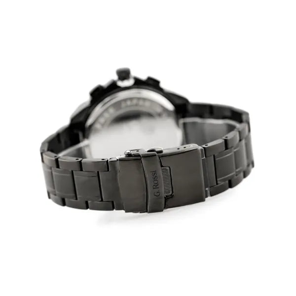 G. Rossi férfi kvarc karóra, fekete/rozéarany, 43 mm, WR30, acél szíj